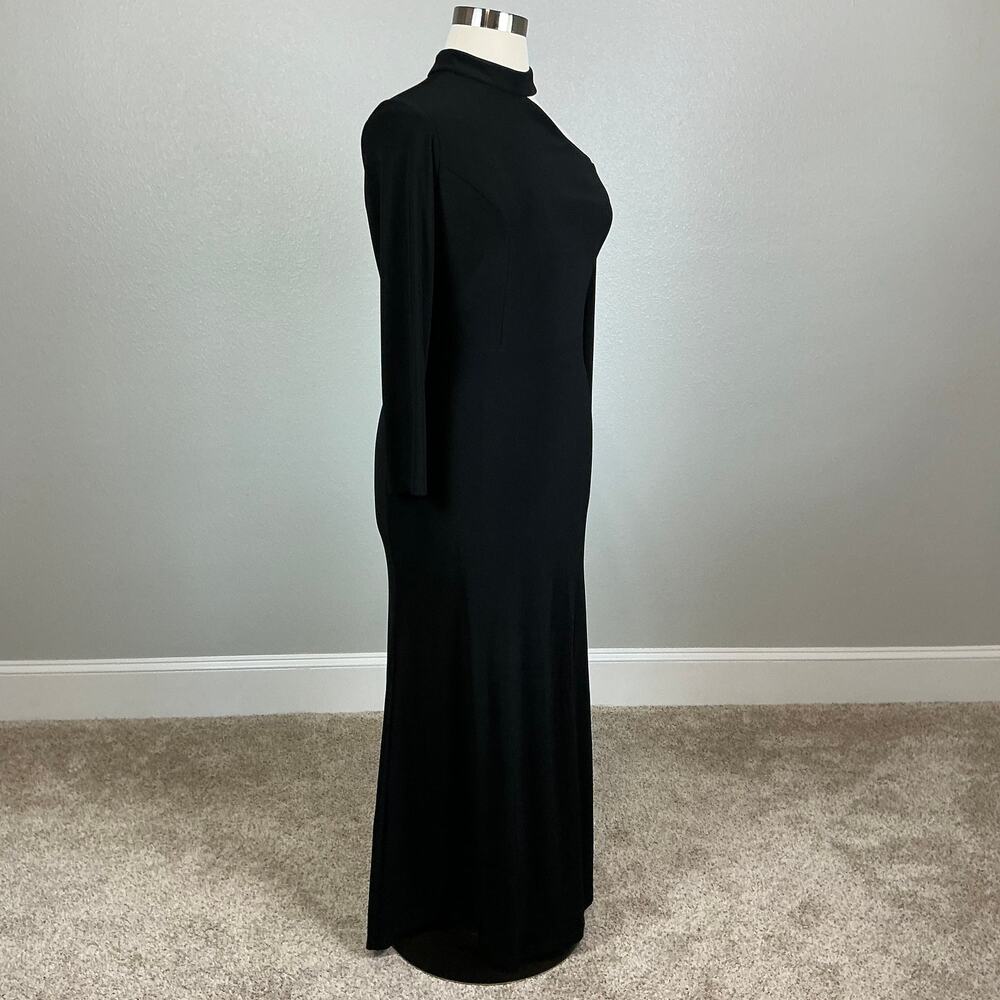 XSCAPE Cut Out Long Sleeve Halter Neck Sheath Evening Gown Black Size 16P Dress - Picture 3 of 12